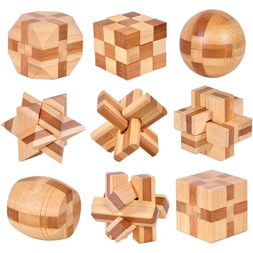Holz knobelspiele 9er set - 9er,